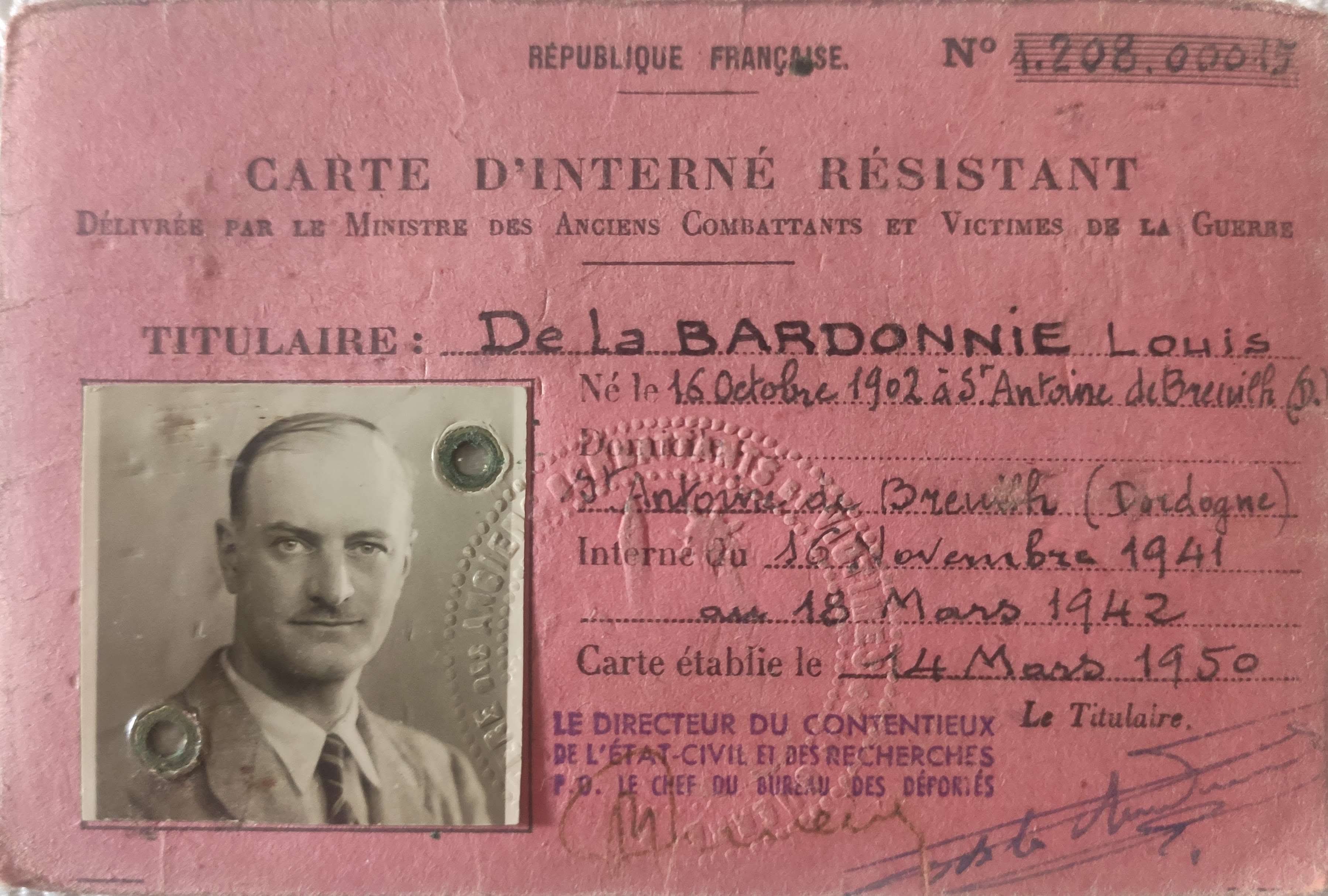 Carte interné résistant Louis